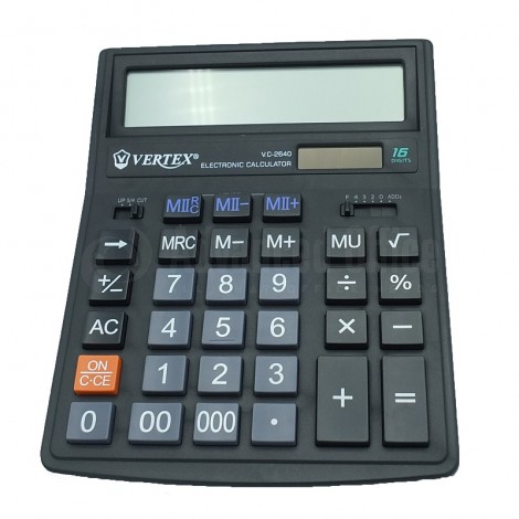 [V-2640] Calculatrice De Bureau VERTEX 16 Chiffres Noir