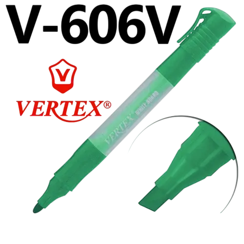 [V-606V] Marqueur pour Tableau Blanc Rechargeable VERTEX V-606 Coupé Vert