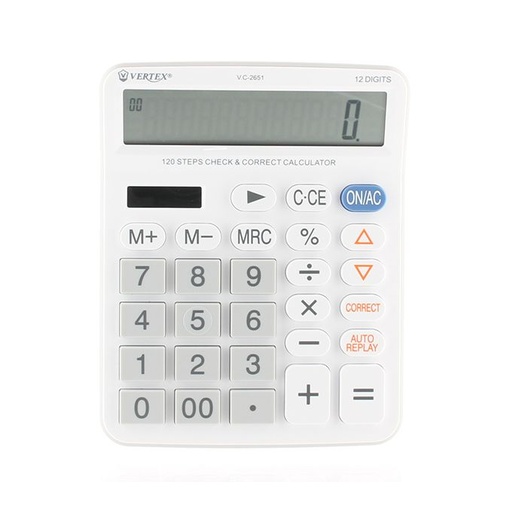 [VC-2651] Calculatrice De Bureau VERTEX 12 Chiffres Blanc