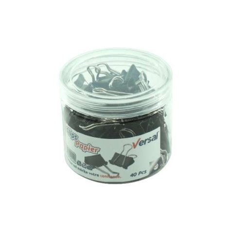 [VR-519] Binder Clips VERSAL 19mm Boite de 40 Pièces Noir