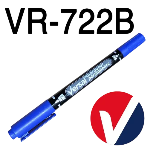 [VR-722B] Marqueur Permanent VERSAL Double tête CD/DVD Bleu
