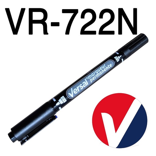[VR-722N] Marqueur Permanent VERSAL Double Tête CD/DVD Noir