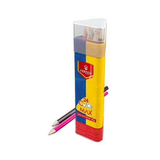 [VS-0423] Crayons De Couleur Triangulaires VERTEX Boite Métallique De 24