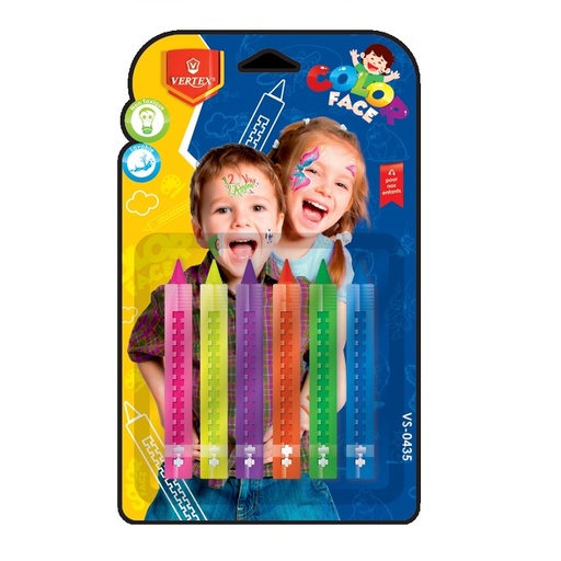 [VS-0435] Crayons De Couleur En Cire VERTEX Maquillage Color Face Boite De 6