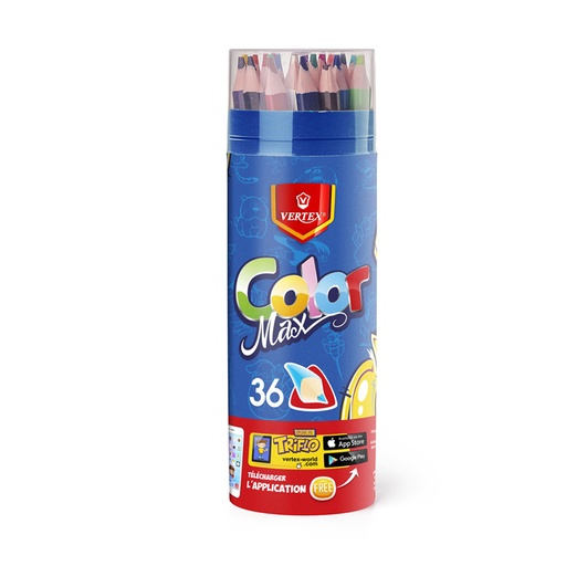 [VS-0444] Crayons De Couleur VERTEX Color Max Boite En Tube De 36