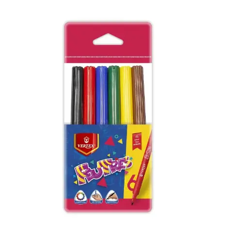 [VS-0695] Feutre De Coloriage VERTEX Lavable Pochette de 6 Couleurs