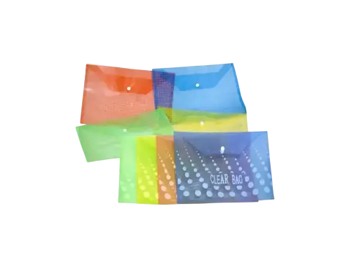 [W-209A4] Pochette Enveloppe A4 avec Bouton en Plastique Multi-Couleurs 