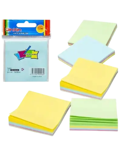 [Y01] Post It JIN XIN 75 x 75mm en Plastique couleurs transparent 100 feuilles 5 couleurs
