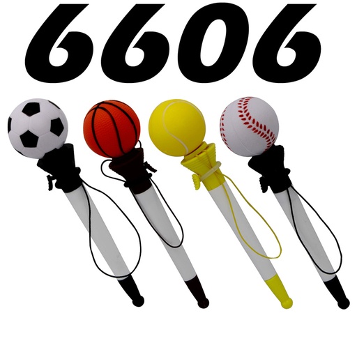 [YAMPAP_6606] Stylo à balle YAMPAP Toy Pop Pens en plastique, tête forme Ballon Foot, Basket, Tennis Baseball éjectable via bouton, Blanc