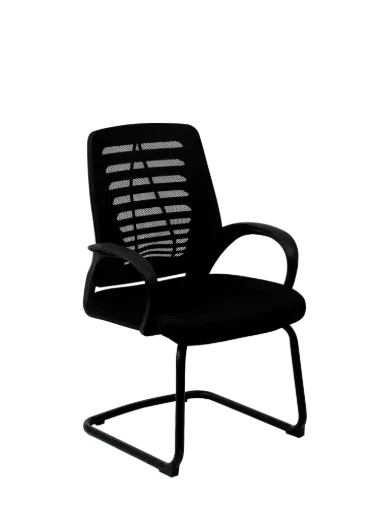 [K7V-N] Chaise Visiteur Filet K7 ARGO Siège En Tissu Avec Accoudoirs En Plastique Noir Et Piétement Métallique Chromé