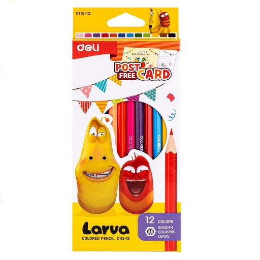[C115-12] Crayons De Couleur DELI Larva Boite De 12