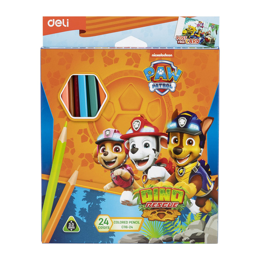 [C116-24] Crayons De Couleur DELI PAW PATROL Boite De 24