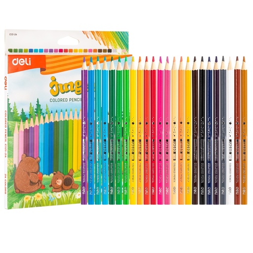 [C121-24] Crayons De Couleur DELI Jungoo Boite De 24