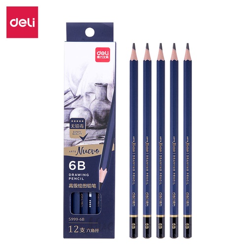 [S999-6B] Crayon Noir Technique DELI 6B Hexagonal