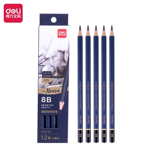 [S999-8B] Crayon Noir Technique DELI 8B Hexagonal