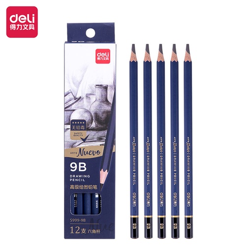 [S999-9B] Crayon Noir Technique DELI 9B Hexagonal