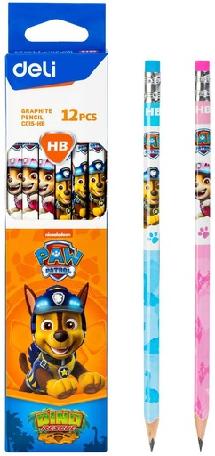 [C015-HB] Crayon Noir Scolaire DELI Paw Patrol HB avec Gomme