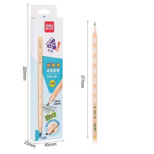 [S952-HB] Crayon Noir Scolaire DELI Smart Go HB