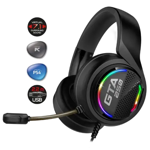 [GTA250-RGB] Casque-micro ADVANCE MIC-TGA250 Son Surround Virtuel 7.1 RGB Compatible PC/PS4