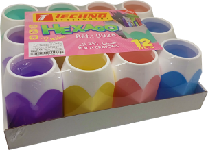 [9928] Porte Stylo TECHNO Hexago En 06 Couleurs Pastel