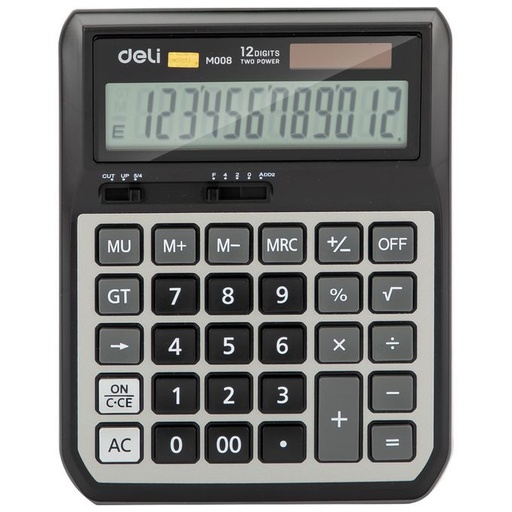 [M00820] Calculatrice De Bureau DELI 12 Chiffres Gris