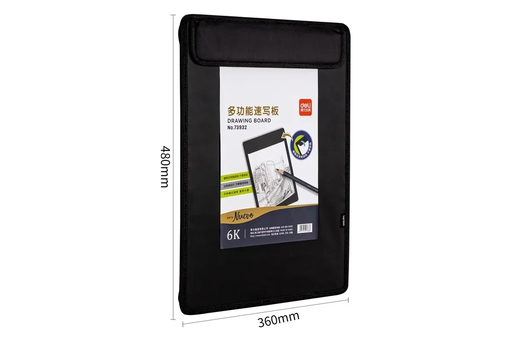 [73932] Planche à Dessin DELI Avec Sangle 6K-480X360mm Noir