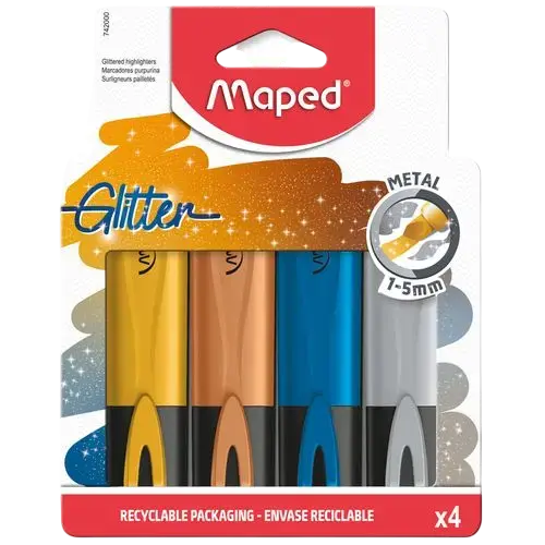 [742000] Marqueur Surligneurs MAPED Métal Glitter Pochette de Multi-Couleurs