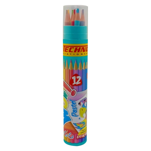 [6566] Crayons De Couleur TECHNO Wow Pastel Boite Ronde De 12