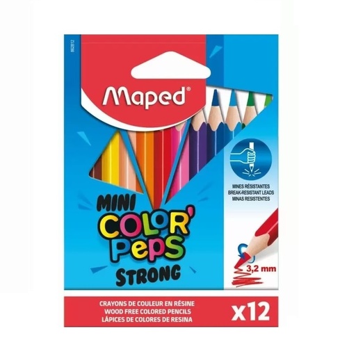 [862812] Crayons De Couleur MAPED Color'peps Mini Strong Boite De 12 Mini