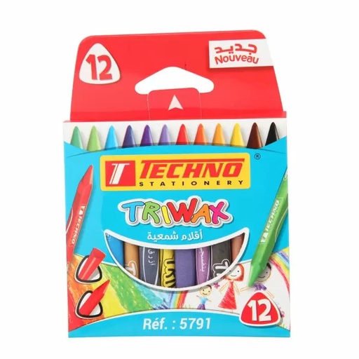 [5791] Crayons De Couleur En Cire TECHNO Triwax Boite De Mini 12