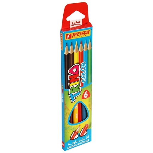 [5293] Crayons De Couleur TECHNO Trino Boite De 06