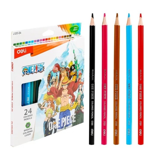 [C120-24] Crayons De Couleur DELI One Piece Boite De 24