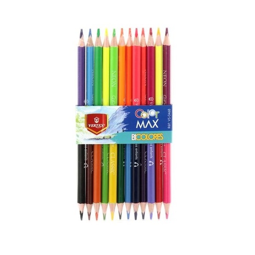 [VS-0468] Crayons De Couleur VERTEX Color Max Néon Classic Double Tête Pochette De 12