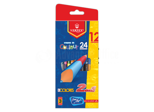 [VS-0465] Crayons De Couleur VERTEX Color Max Bicolores Double Tête Pochette De 12