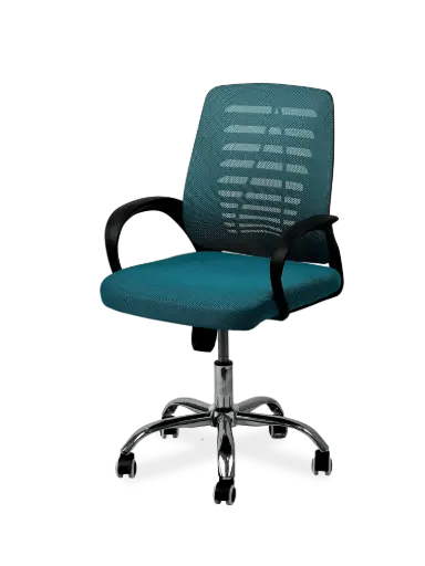 [K7-V] Chaise Opérateur Filet K7 ARGO avec Accoudoirs En Plastique Piètement Chromé Vert