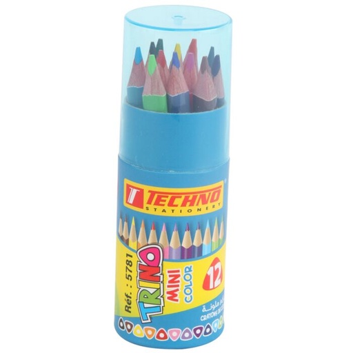 [TECHNO-5781] Crayons De Couleur TECHNO Trino Boite En Tube De 12 Mini