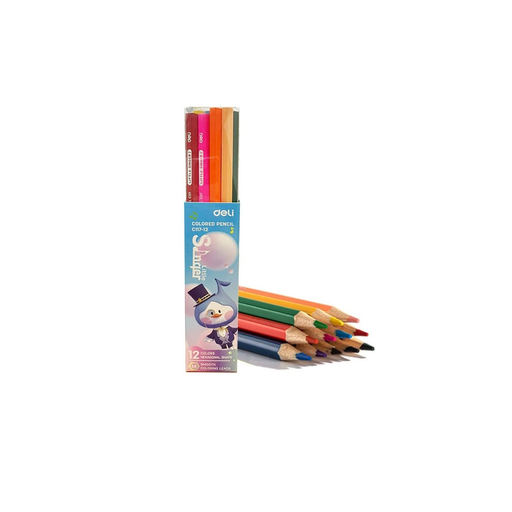 [C117-12] Crayons De Couleur DELI Little Singer Boite Triangulaire De 12