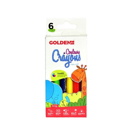 [37210] Crayons De Couleur GOLDEN JUNGLE Boite De 6