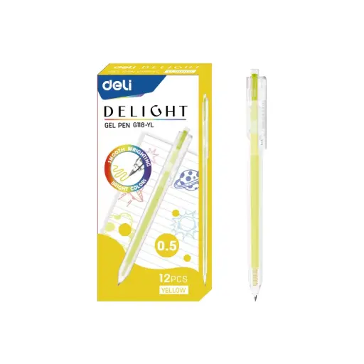 [EG118-YL] Stylo Gel Scolaire DELI Delight 0.5mm Jaune