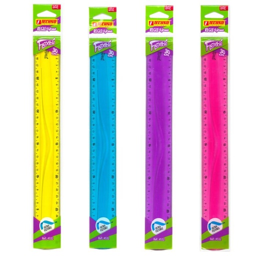 [4532] Règle Scolaire TECHNO Flexible 30cm Multi-Couleurs