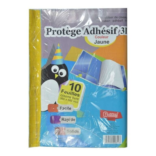 [41210] Protège Livre Adhésif GOLDEN 3D Jaune Paquet de 10 PCS