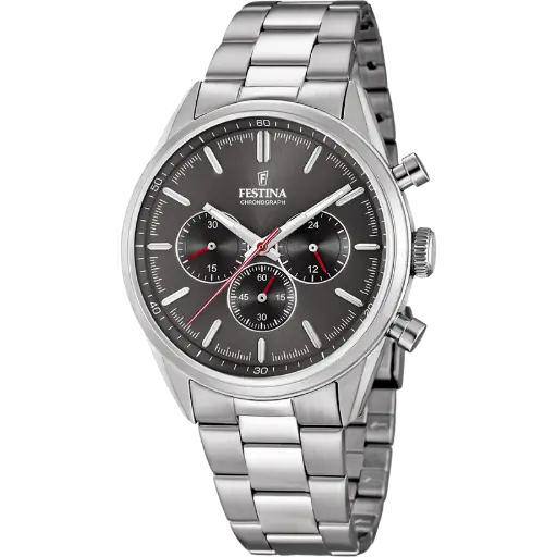 [F16820/7] Montre Homme FESTINA Timeless Chronograph F16820/7 Gris Avec Bracelet en Acier Inoxydable