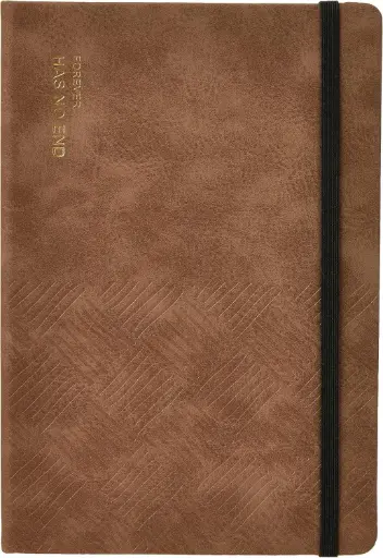 [EN123L-BR] Bloc Note DELI Couverture En ‎Similicuir  A5 80 Pages 70 Grs Marron