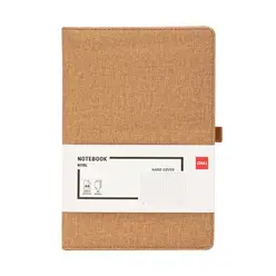 [N118L-M] Notebook DELI Couverture En Cuir Avec Porte Stylo A5 96 Pages 80 Grs Marron