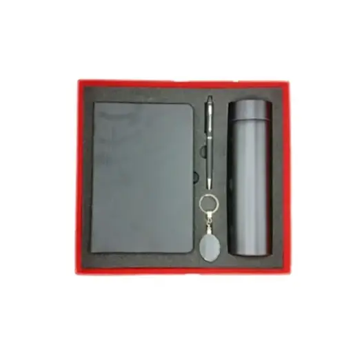 [COF4-ROUGEOIS-N] Coffret Luxe RIDEX Design ROUGEOIS 4 Pièces Notebook A5 En PU Shop Isotherme Avec Affichage Digital Stylo En Métal Porte Clé Crytal Noir