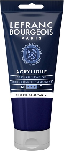 [300409] Tube Peinture Acrylique Fine LEFRANC BOURGEOIS 80ml Bleu De Phtalocyanine
