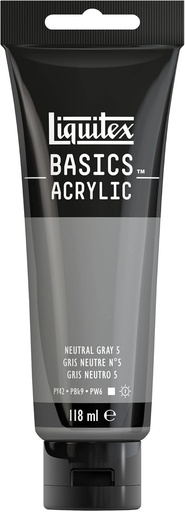 [8870035] Tube Peinture Acrylique LIQUITEX Basics 118ml Gris neutre N°5