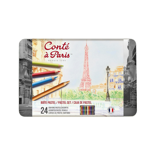 [2182] Crayons De Couleur Pastel Conté À Paris Pastel Boite Métallique De 24