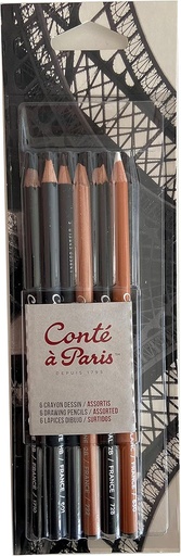 [50105] Boite de 6 crayons Dessin Conté â Paris Assortis sous Blister