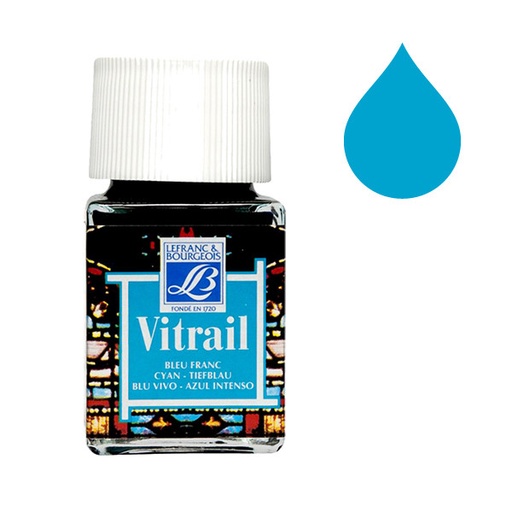 [210793] Flacon De Peinture LEFRANC BOURGEOIS Vitrail 50ml Cyan (Bleu Franc)